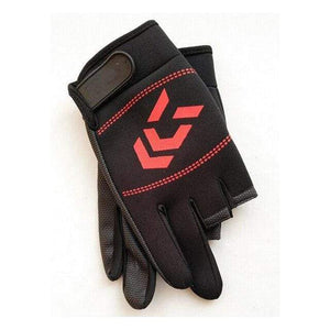 Planet Gates RED / One Size 1 Pair Fishing Gloves Men Women Outdoor Fishing Breathable Anti-slip 3 Cut Finger Waterproof Fish Equipment Angling Gloves