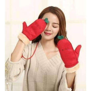 Planet Gates red / One Size 2018 New Winter Warm Plush Gloves Women Girl Cute Cartoon  Warm Soft Fingerless Winter Gloves Soft Warm Mittens