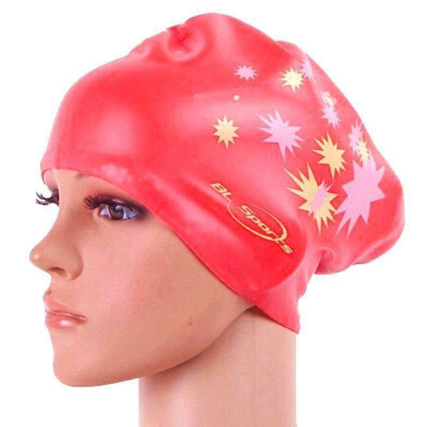 Planet Gates Red / One Size Adult Silicone Elastic Waterproof Protect Ears Long Hair Sports Swim Pool Hat Swimming Cap Men Women Free size