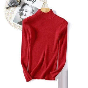 Planet Gates Red / One Size Autumn Winter Woman Sweater Knitting Pullovers Shiny Lurex Sweater Women Slim Black soft sweater Bottoming Casual Jumper