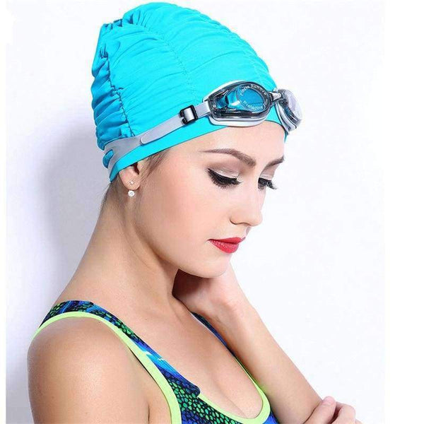 Planet Gates Red / One Size New Flower Women Swim Cap 2018 Hot Sale Swimming Hat for Long Hair Solid 3D Floral Swiming Caps for Girl Female Free Size