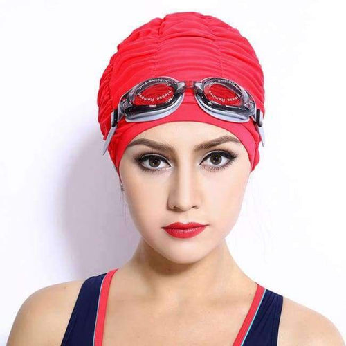 Planet Gates Red / One Size New Flower Women Swim Cap 2018 Hot Sale Swimming Hat for Long Hair Solid 3D Floral Swiming Caps for Girl Female Free Size