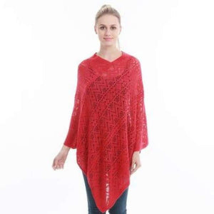 Planet Gates Red / One Size Sexy Bikini Cover Up Thin Sweater Women Solid Hollow Out Cardigan Poncho Plus Size Pullovers Sweaters