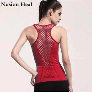 Planet Gates Red / One Size Women Yoga Shirts Mesh Shirt Ladies Fitness Running T Shirt Sleeveless Women Yoga Tops Gym Vest Fitness Sport Shirt