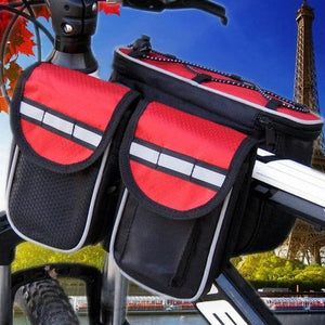 Planet Gates red / Other Mountain Bike Bicycle Frame Tube Bag Bicycle Accessories 4 in 1 Cycling Pouch Bags Sport Cycling Panniers Bags Phone Container