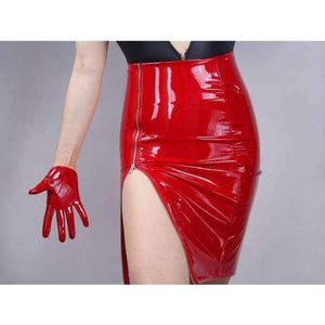 Planet Gates Red / palm 19cm within Stylish PU Leather Half Palm Gloves Mittens Women Wrist Short Gloves Gothic Rock