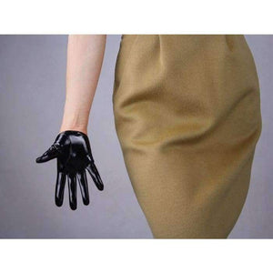 Planet Gates Red / palm 19cm within Stylish PU Leather Half Palm Gloves Mittens Women Wrist Short Gloves Gothic Rock