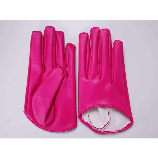 Planet Gates Red / palm 19cm within Stylish PU Leather Half Palm Gloves Mittens Women Wrist Short Gloves Gothic Rock