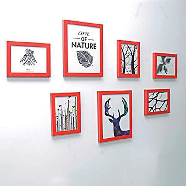Planet Gates red photo frame 7 Pcs Classic Photo Frame For Wall Hanging Picture Frame Photo 7 10 Inch Wall Art Wedding Couple Recommendation Pictures Frames