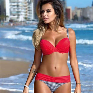 Planet Gates Red Plaid / S S-XXL Swimwear Women Brazilian Bikini Push Up Swimsuit Female Biquini Women Swim Suit Beachwear Swimming Bathers