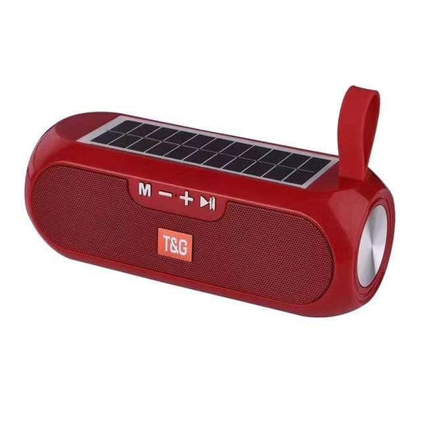 Planet Gates Red Portable Column WirelessBluetooth Bass Speaker Stereo Music Box Solar Power Bank Boombox Waterproof USB AUX FM Radio Super Bass