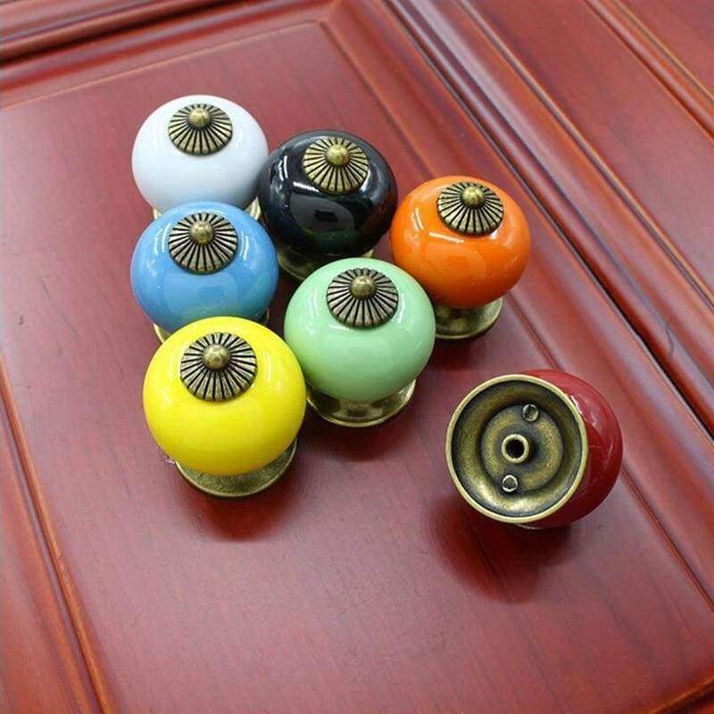 Planet Gates Red PRWAN 5Pcs/Set Retro Vintage Round Ceramics Drawer Knob Handle Furniture Accessories Cabinet Cupboard Door Pull Decor 6 Colors