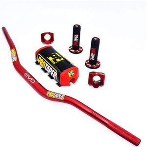 Planet Gates Red PT Handlebar For PRO Taper Pack Bar 1-1/8" Handle bar Pads Grips Pit Pro Racing Dirt Pit Bike Motorcycle CNC 28.5mm Adapter