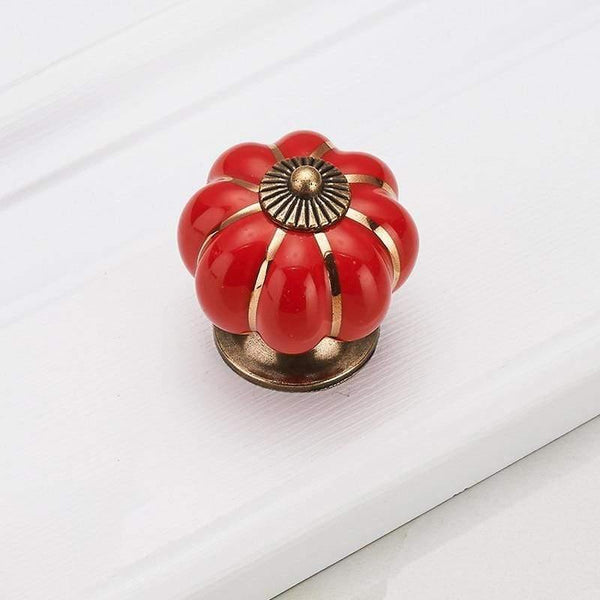 Pumpkin Ceramic Handles 40mm Drawer Knobs Cupboard Door Handles Single Hole Cabinet Handles with screws Furniture Handles