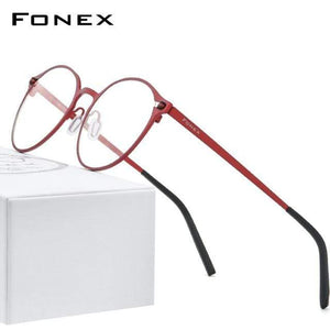 Planet Gates Red Pure Titanium Glasses Frame Women Retro Round Prescription Eyeglasses 2020 New Men Antiskid Optical Screwless Eyewear 8530