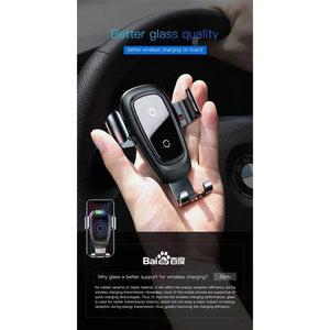 Planet Gates Red Qi Wireless Charger Car Holder for iPhone XS Max XR Samsung S9 Mobile Phone Holder Stand Air Vent Mount Car Phone Holder