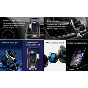 Planet Gates Red Qi Wireless Charger Car Holder for iPhone XS Max XR Samsung S9 Mobile Phone Holder Stand Air Vent Mount Car Phone Holder