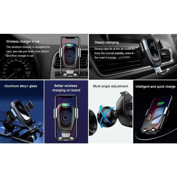 Planet Gates Red Qi Wireless Charger Car Holder for iPhone XS Max XR Samsung S9 Mobile Phone Holder Stand Air Vent Mount Car Phone Holder