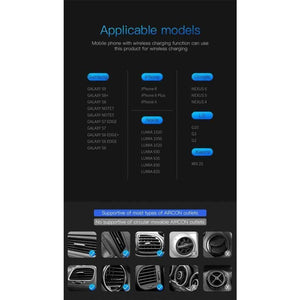 Planet Gates Red Qi Wireless Charger Car Holder for iPhone XS Max XR Samsung S9 Mobile Phone Holder Stand Air Vent Mount Car Phone Holder