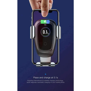 Planet Gates Red Qi Wireless Charger Car Holder for iPhone XS Max XR Samsung S9 Mobile Phone Holder Stand Air Vent Mount Car Phone Holder