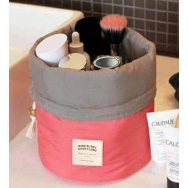 Planet Gates Red Quality Barrel Shaped Travel Cosmetic Bag Makeup bag Nylon Wash Bags Makeup Organizer Storage Bag High Capacity B3