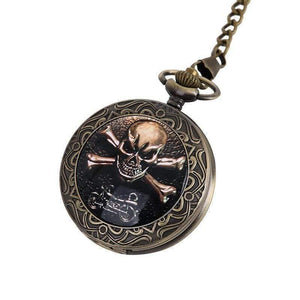 Planet Gates Red Quartz Pocket Watch Pirate Skull Head Horror with Chain Men Women Pendant Necklace For Gift Christmas