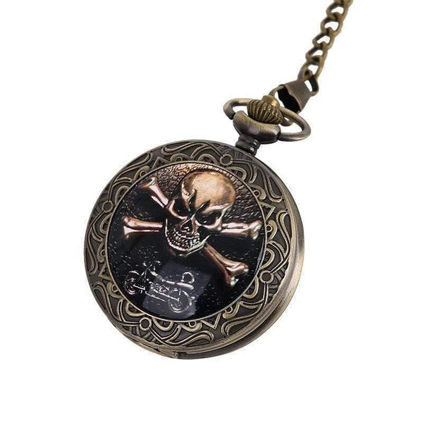 Planet Gates Red Quartz Pocket Watch Pirate Skull Head Horror with Chain Men Women Pendant Necklace For Gift Christmas