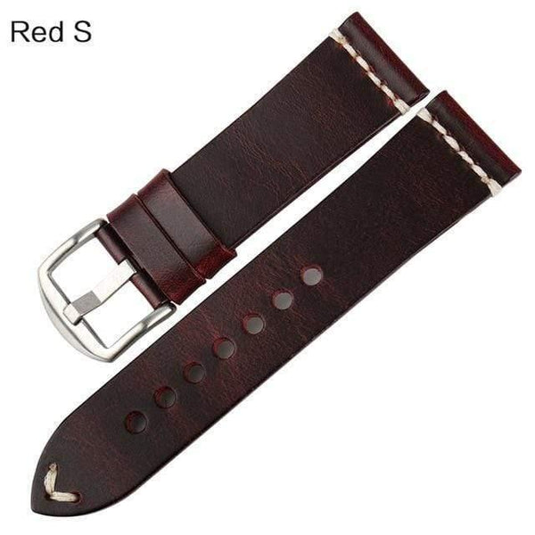 Planet Gates Red S / 22mm Watch Accessories Cow Leather Strap Watch Bracelet Brown Vintage Watch band 20mm 22mm 24mm Watchband For Fossil Watch