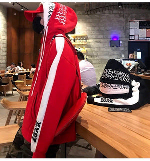 Planet Gates RED / S BF Oversize Hoodie Streetwear Hip Hop Red Black Double  Mens Hoodies