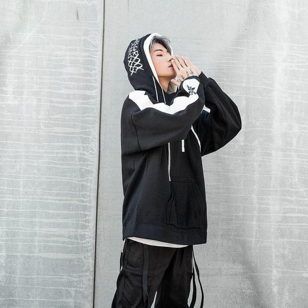 Planet Gates RED / S BF Oversize Hoodie Streetwear Hip Hop Red Black Double  Mens Hoodies