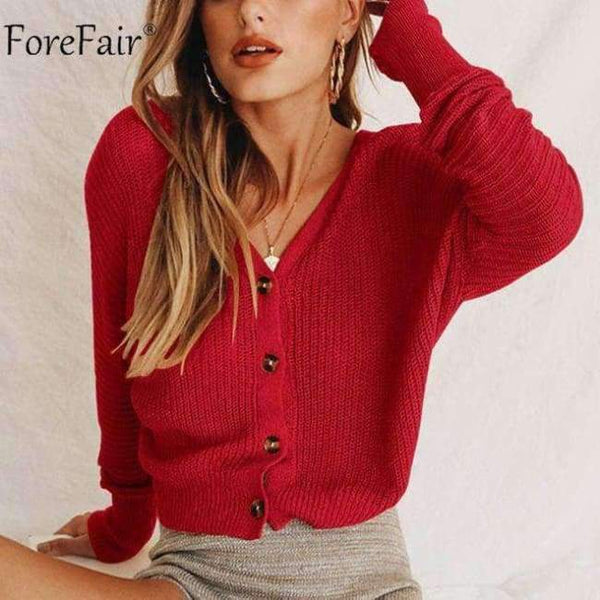 Planet Gates Red / S Casual Cardigan Sweater Women Autumn Long Sleeve Crop Top Lantern Sleeve Coat Knitted Female Jumper Ladies Sweater Coat