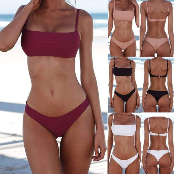 Planet Gates Red / S / China Summer Women Solid Bikini Set Push-up Pad Bra Brazilian Swimsuit Swimwear Women Bather Suit Swimming Suit biquini mayo