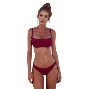 Planet Gates Red / S / China Summer Women Solid Bikini Set Push-up Pad Bra Brazilian Swimsuit Swimwear Women Bather Suit Swimming Suit biquini mayo
