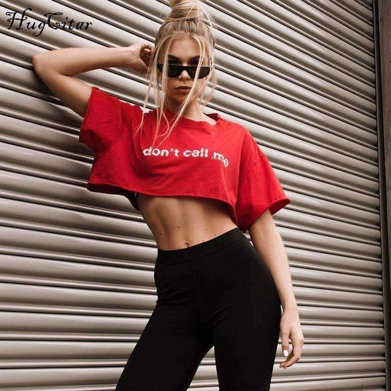 Planet Gates Red / S Cotton letters print crop tops 2018 summer women fashion t shirts female casual T-shirts