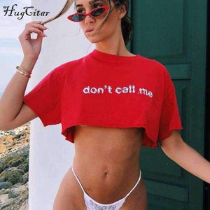 Planet Gates Red / S Cotton letters print crop tops 2018 summer women fashion t shirts female casual T-shirts