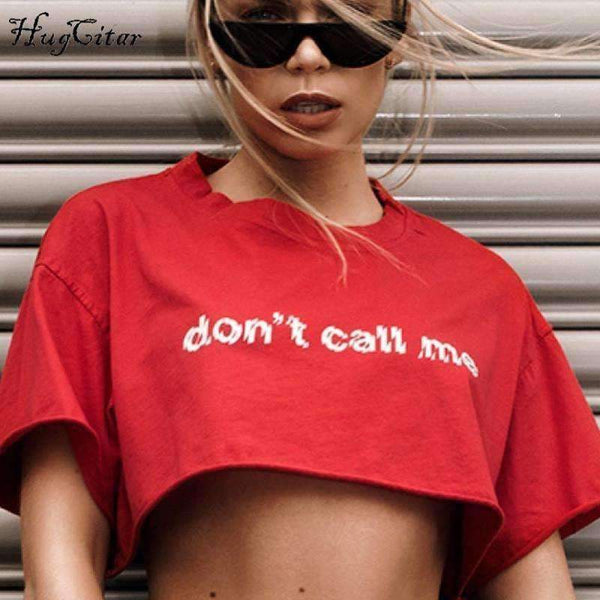 Planet Gates Red / S Cotton letters print crop tops 2018 summer women fashion t shirts female casual T-shirts