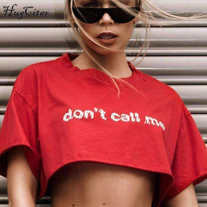 Planet Gates Red / S Cotton letters print crop tops 2018 summer women fashion t shirts female casual T-shirts