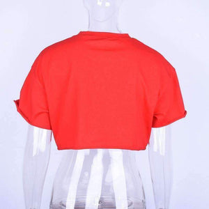 Planet Gates Red / S Cotton letters print crop tops 2018 summer women fashion t shirts female casual T-shirts