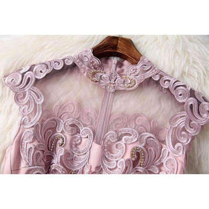 Planet Gates red / S Designer runway women dress red beige lavender silk event dress high quality luxury embroidery brand party dress w1996