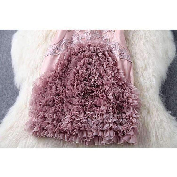 Planet Gates red / S Designer runway women dress red beige lavender silk event dress high quality luxury embroidery brand party dress w1996