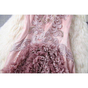 Planet Gates red / S Designer runway women dress red beige lavender silk event dress high quality luxury embroidery brand party dress w1996