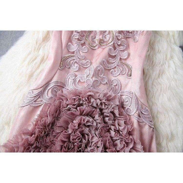 Planet Gates red / S Designer runway women dress red beige lavender silk event dress high quality luxury embroidery brand party dress w1996