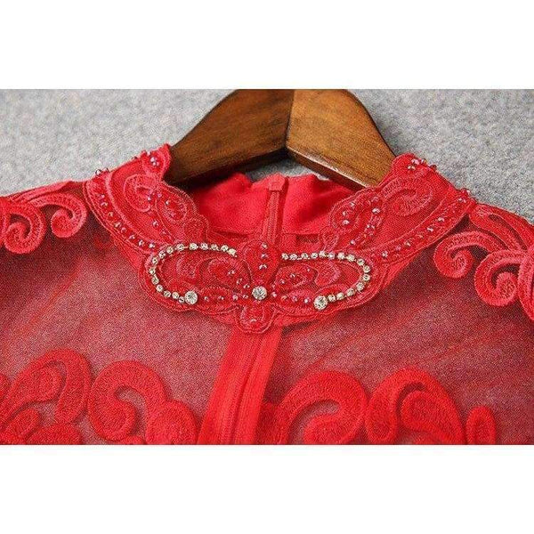 Planet Gates red / S Designer runway women dress red beige lavender silk event dress high quality luxury embroidery brand party dress w1996