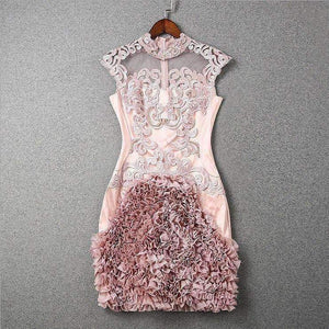 Planet Gates red / S Designer runway women dress red beige lavender silk event dress high quality luxury embroidery brand party dress w1996