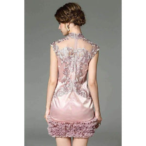 Planet Gates red / S Designer runway women dress red beige lavender silk event dress high quality luxury embroidery brand party dress w1996