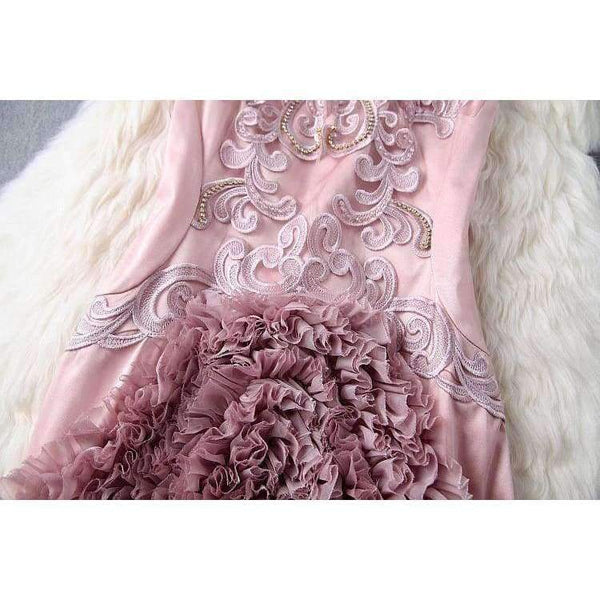 Planet Gates red / S Designer runway women dress red beige lavender silk event dress high quality luxury embroidery brand party dress w1996