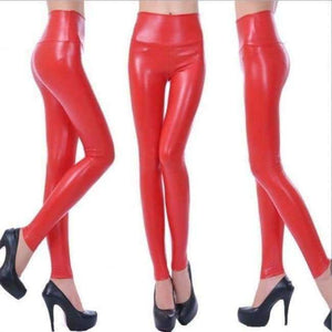 Planet Gates Red / S Fashion Black PU Leather Leggings Pants For Female Plus Size Autumn Spring Sexy Stretch Slim Skinny Legging Trousers F80