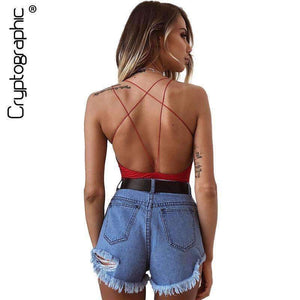 Planet Gates red / S Fashion Chic backless sexy bodysuit strap body bandage jumpsuits for women 2018 romper summer bodysuits one piece