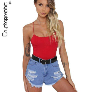 Planet Gates red / S Fashion Chic backless sexy bodysuit strap body bandage jumpsuits for women 2018 romper summer bodysuits one piece