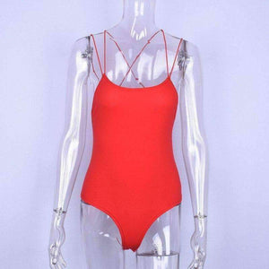 Planet Gates red / S Fashion Chic backless sexy bodysuit strap body bandage jumpsuits for women 2018 romper summer bodysuits one piece